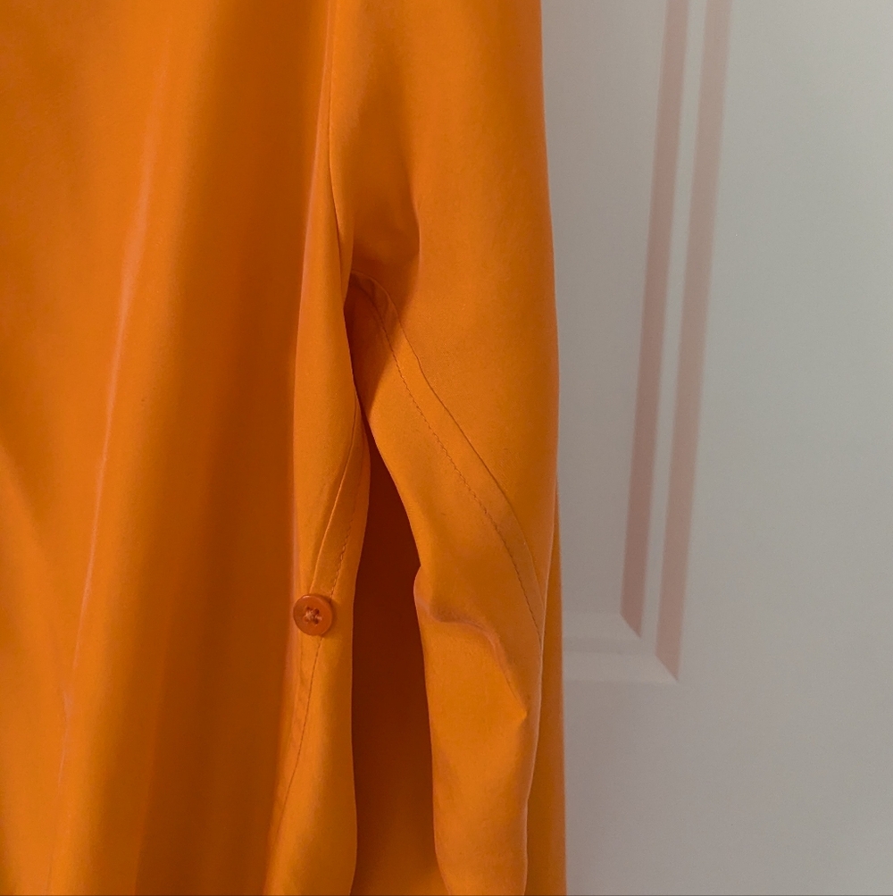 Dorothee Schumacher 100% Silk Blouse Orange Button Down Luxury Designer Size 4 - Picture 8 of 11